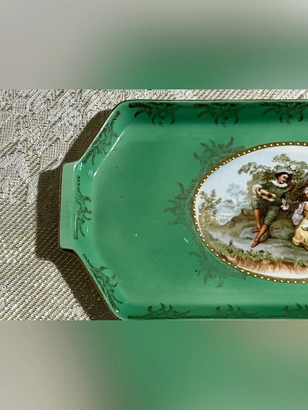 1920s Antique Thuringian Germany Porcelain Vanity Tray, Mold No. 611